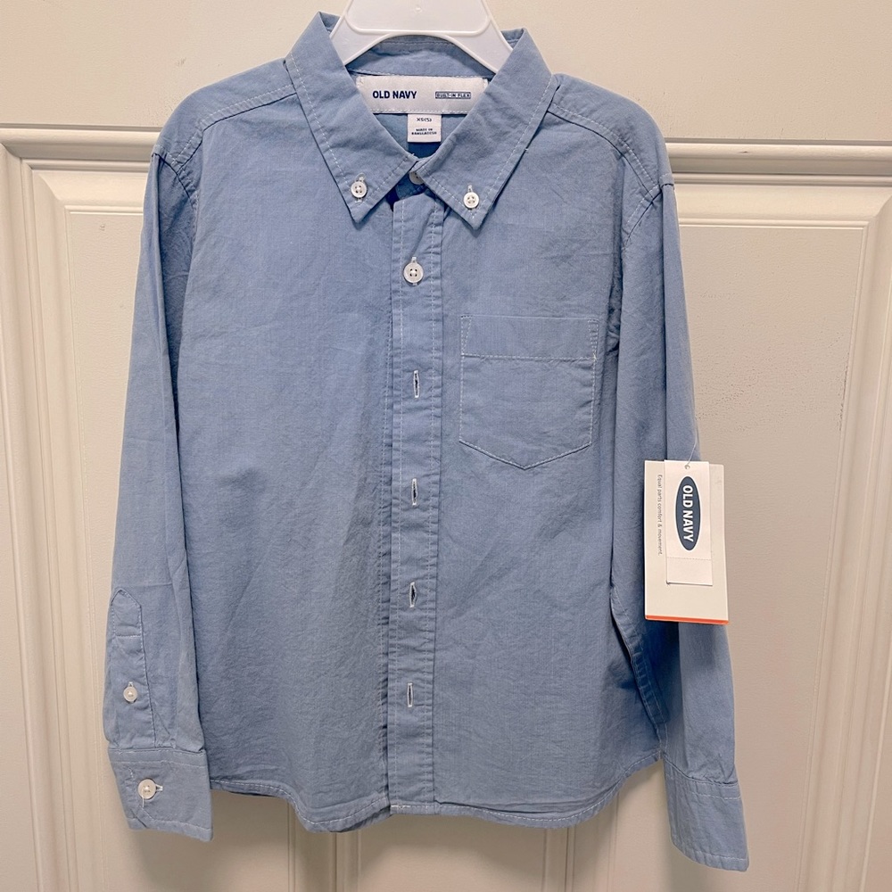 NEW Old Navy Blue Boys Lightweight Built-In Flex Oxford Uniform Shirt